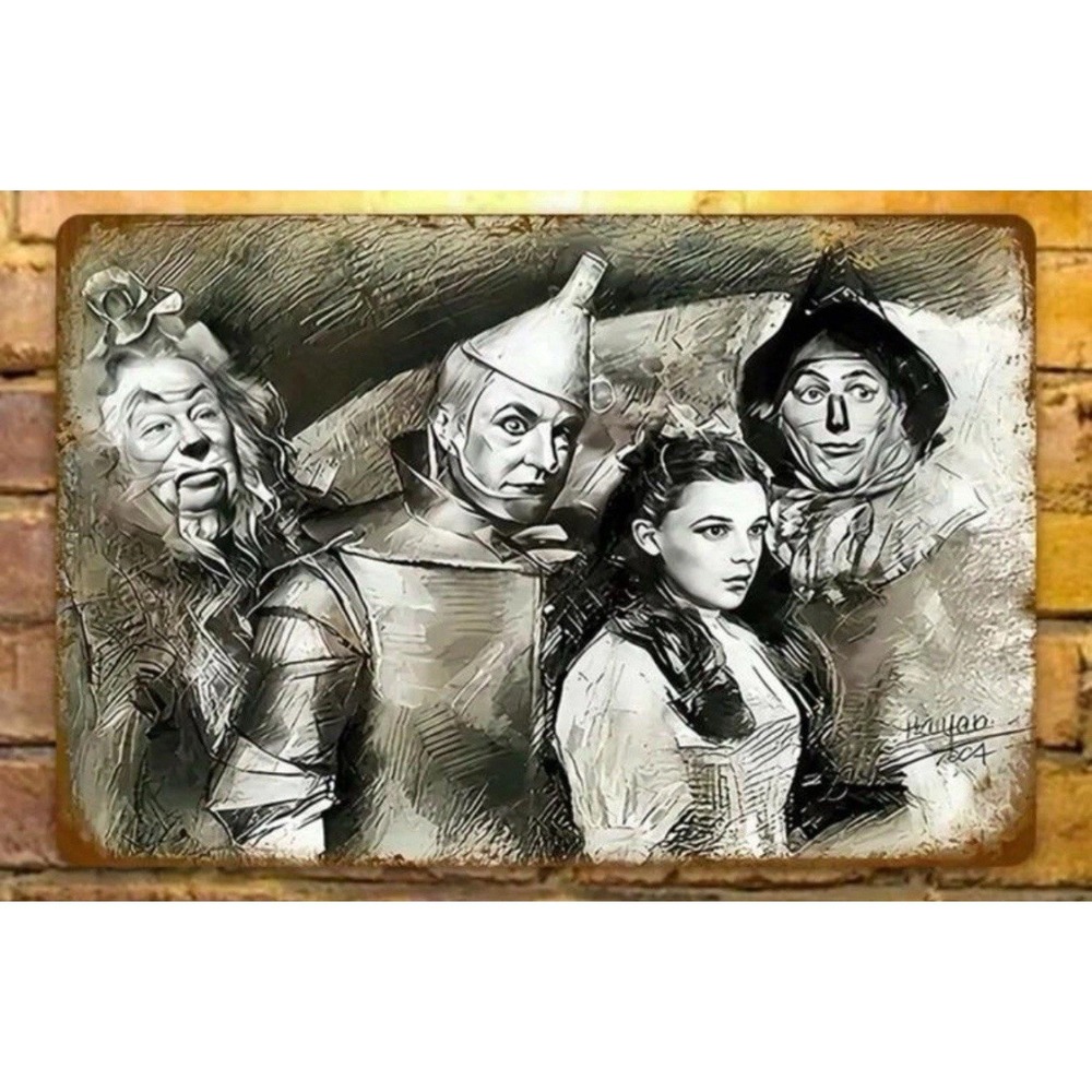 New 8x12 The WIZARD OF OZ Metal Wall‎ Sign Movie Black & White Decor Vintage